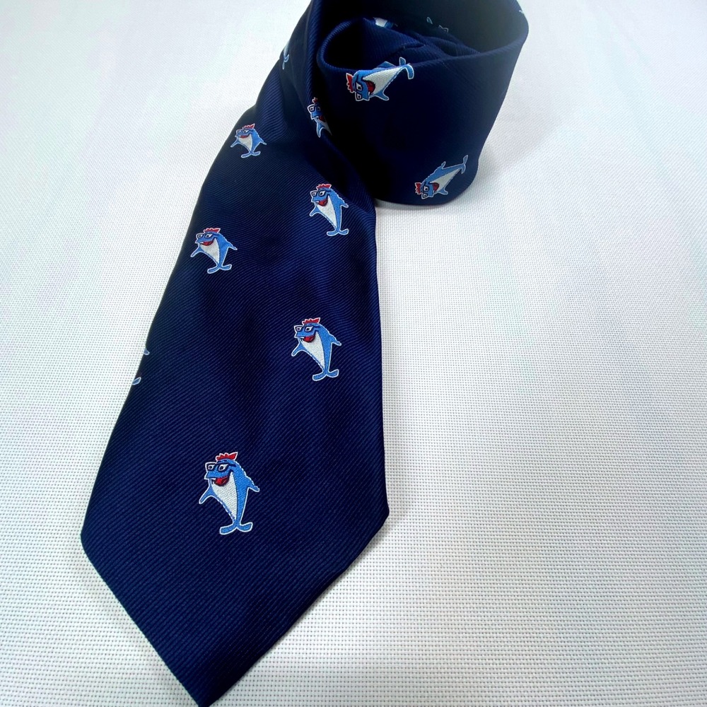 Vintage 1976 StarKist Charlie the Tuna Necktie Switzerland Novelty Blue Tie